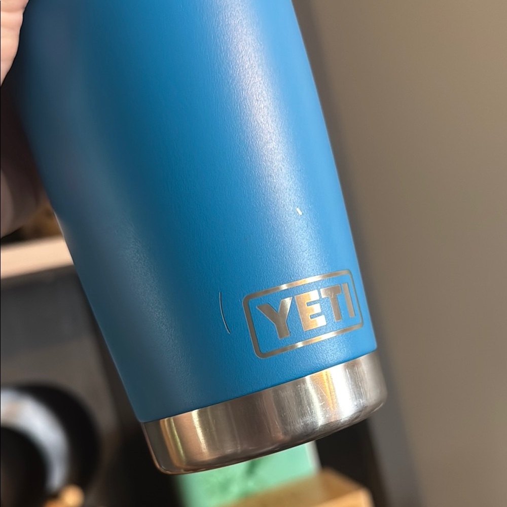YETI Blue Tumbler with Stainless Steel Trim - Picture 3 of 4